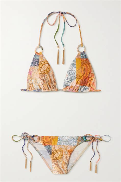 Buy Zimmermann Anneke Embellished Paisley Print Bikini Orange At