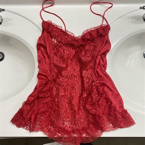 Red Lace Tank Top Depop