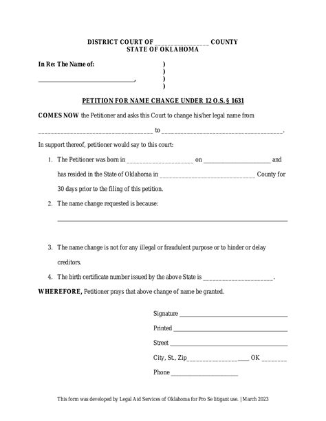 Free Oklahoma Name Change Forms Pdf Eforms