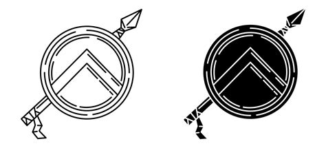 Spear And Shield Spartan Weapon Outline And Glyph Icon 17749660 Vector