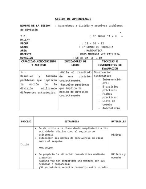 DOC Sesion De Aprendizaje DOKUMEN TIPS