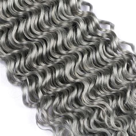 Grey Human Hair Bundles Deep Curly Wavy Hair Extension Gray Indian Remy Hair Extension 100