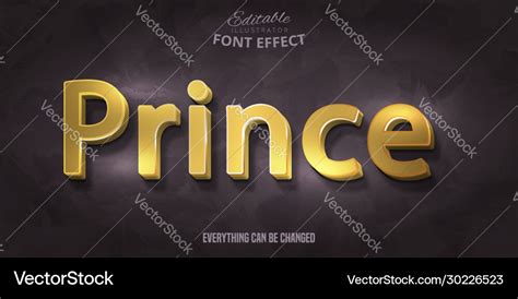 Prince Text 3d Editable Font Effect Royalty Free Vector