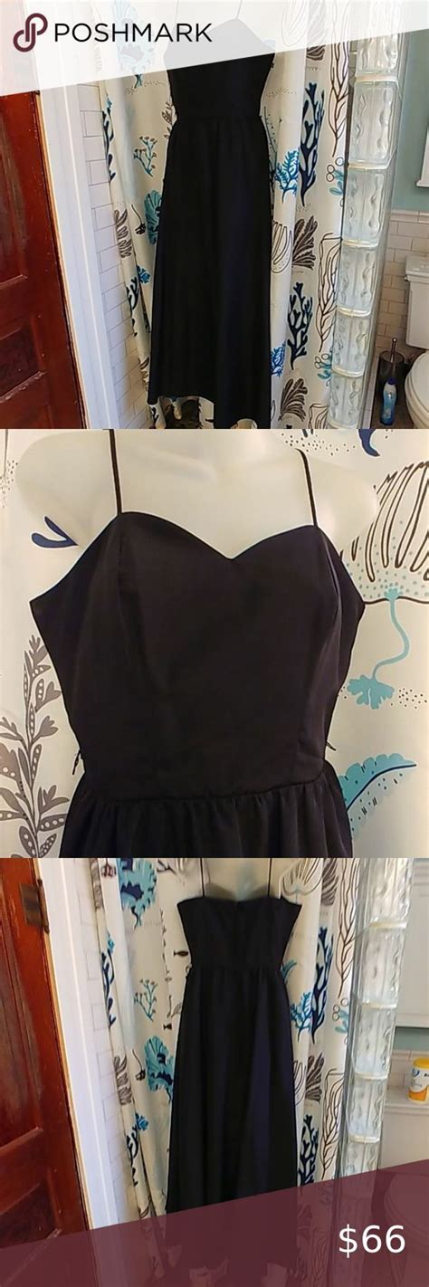 Vintage Classic Black Satin Spagetti Strap Dress Black Satin Dress