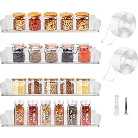 Amazon Niubee Wall Mounted Spice Rack Organizer Pack Clear