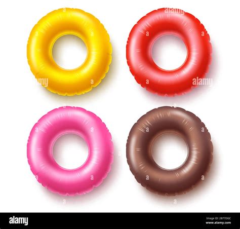 Summer Swim Rings Set Vector Design Colorful Inflatable Rubber Toy And