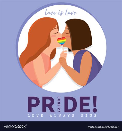 Isolated Lesbian Couple Kissing Each Other Pride Vector Image