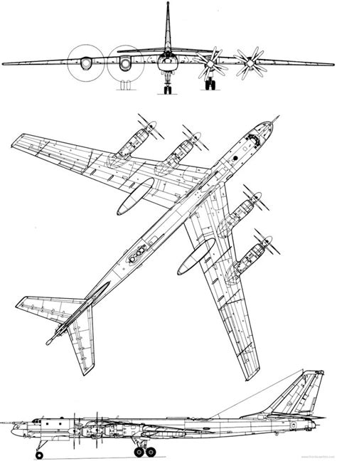 Самолет Туполев Tu 95ms Bear чертежи габариты рисунки Скачать чертежи схемы рисунки 3d