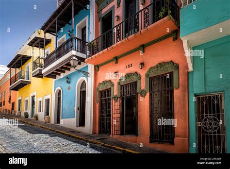 Colorful Houses In Old San Juan On The Tropical Caribbean Island Of