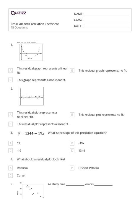 50 Correlation And Coefficients Worksheets For 12th Grade On Quizizz Free And Printable