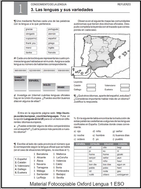 ᐉ Material Fotocopiable Oxford Lengua 1 ESO Web Nº