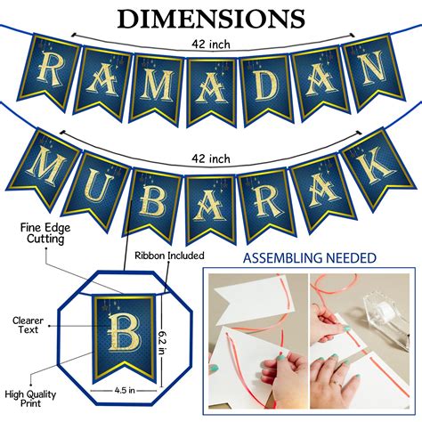 Eid Mubarak Photo Booth Props With Ramadan Mubarak Banner Pack Of