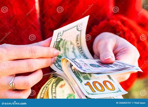 Woman Counting Money Counting Dollars Close Up Stock Image Image Of