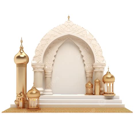 3d Ramadan Podium Decorated With Lantern And Bedug 3d Podium Ramadan