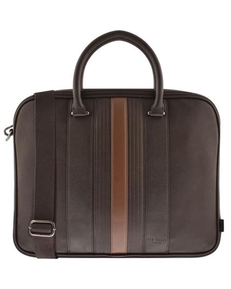 Ted Baker Nevver Striped Pu Document Bag In Brown For Men Lyst