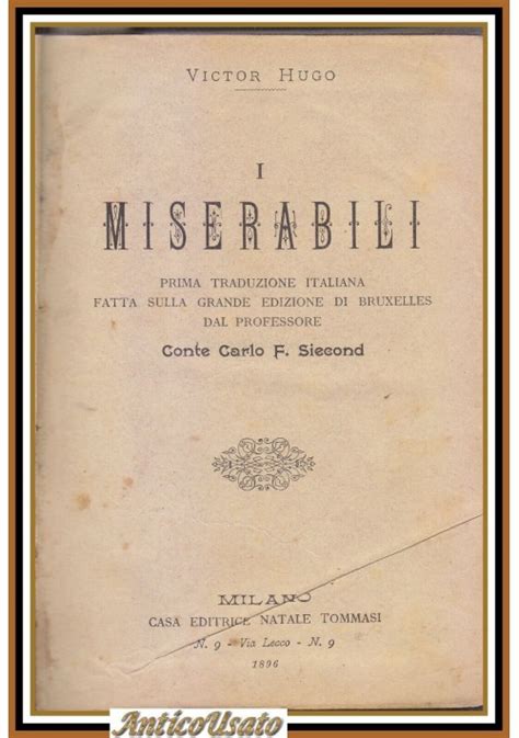 I Miserabili Di Victor Hugo 1896 Tommasi Libro Antico Illustrato Romanzo