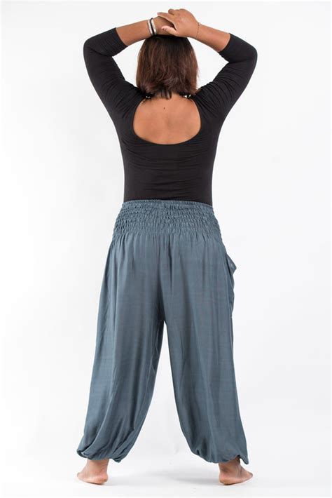 Plus Size Solid Color Womens Harem Pants In Gray