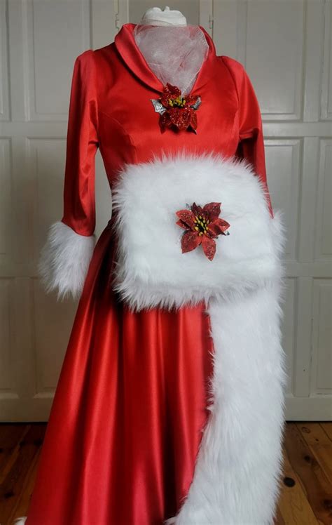 Rosemary Clooney White Christmas Dress Mrs Claus Red White Fur Etsy