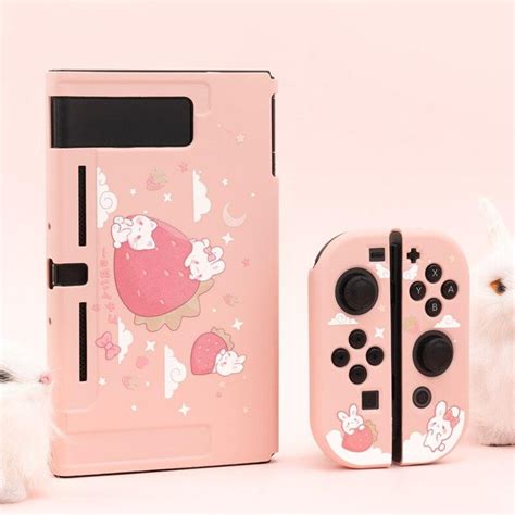 Strawberry Rabbit Switch Case Cute Pink Soft Nintendo Switch Etsy