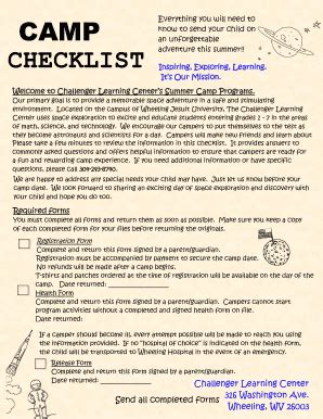 Fillable Online Clc Wju Camp Checklist E Missions Wheeling Jesuit