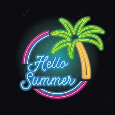 Neon Sign Effect Vector Art Png Hello Summer Logo With Neon Sign Effect