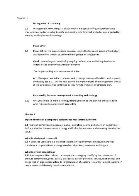 Management Accounting Samenvatting Kort En Duidelijk Chapter 1