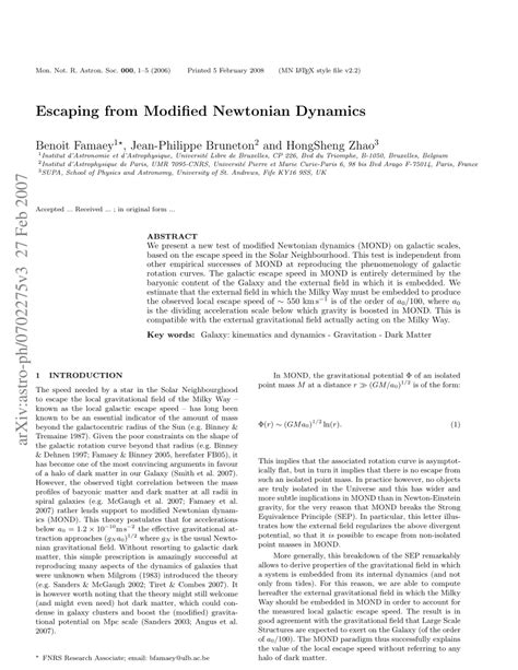 (PDF) Escaping from modified Newtonian dynamics