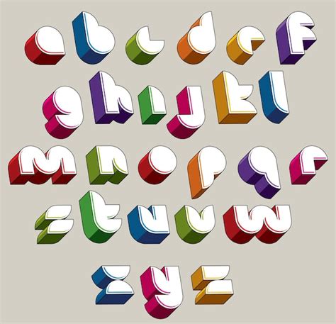 Fuente Futurista 3d Letras Vectoriales Brillantes Y Coloridas