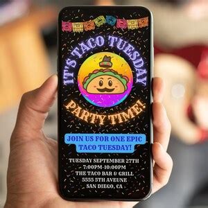 Taco Tuesday Invitation Taco Night Invitation Taco Party - Etsy