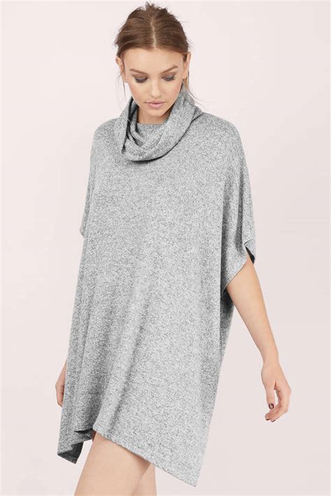 Masie Oversized Cowl Tunic Top In Grey 56 Tobi Us