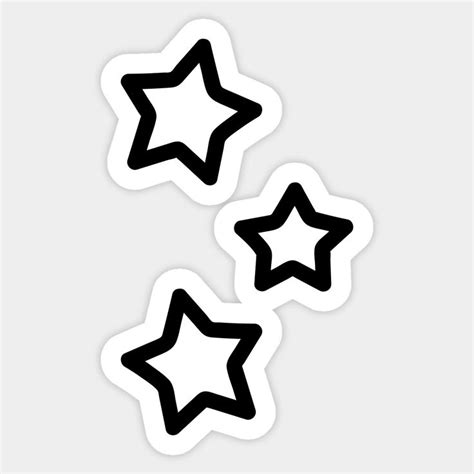 Three Star Stickers On A White Background With Black Outlines In The