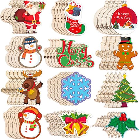 Amazon Pieces Wooden Christmas Ornaments Diy Christmas