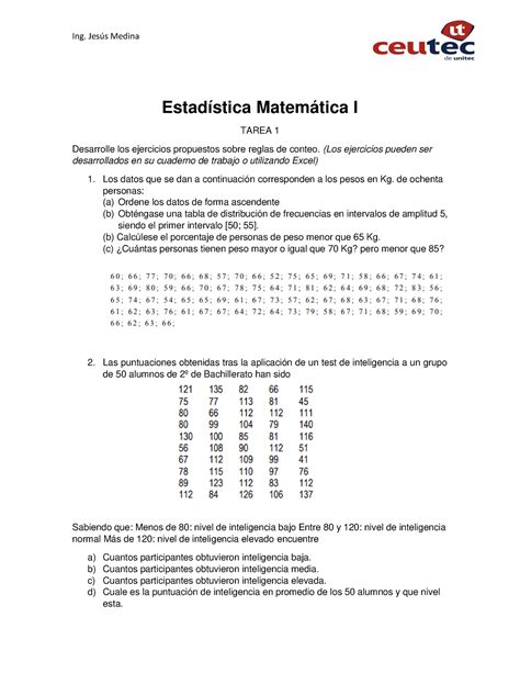 Tarea 1 Estadistica matematica 1 Q12024 Ing Jesús Medina Estadística