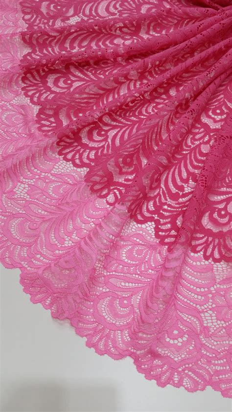 Pink Lace Fabric By The Yard French Lace Embroidered Lace Etsy