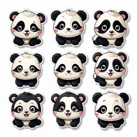 Premium Photo Cute Panda Cartoon Character In Different Poses Vector