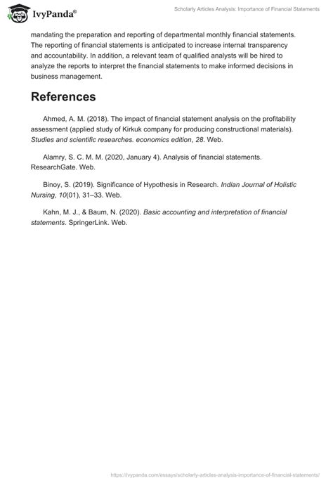 Scholarly Articles Analysis Importance Of Financial Statements