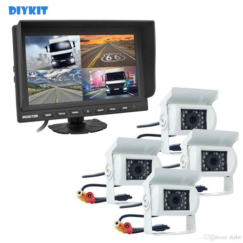 DIYKIT 9 Split Quad Display Rear View Monitor With CCD IR Night Vision