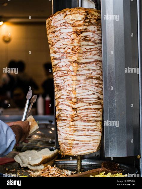 Turkish Fast Food Skewered Chicken Doner Kebab Traditional Food Stock