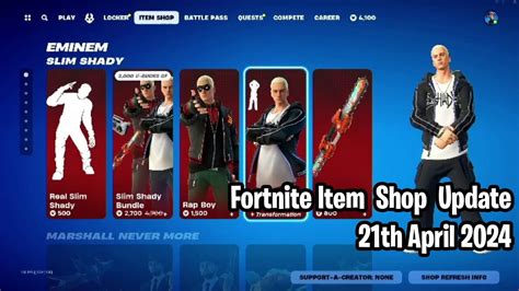 🎤 Fortnite Item Shop Update April 21 2024 Eminem Velocity Snuggs