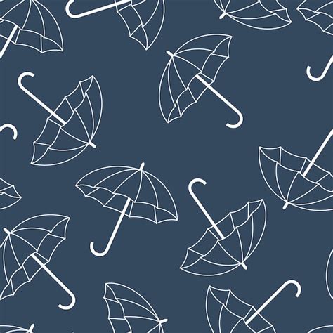 Premium Vector Seamless Pattern With Outline Umbrellas Vector