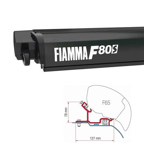 Markise Fiamma F80 S 370 Royal Grey Gehäuse Deep Black Inkl Adapterkit