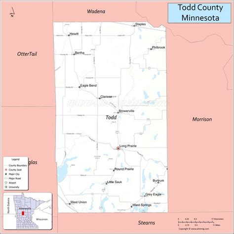 Map Of Todd County Minnesota Showing Cities Highways Important