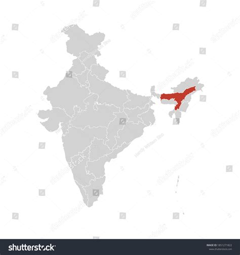 Assam Highlighted On India Map Eps 10 Royalty Free Stock Vector 1851271822