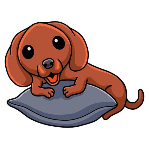 Cute Dibujos Animados De Perro Salchicha En La Almohada Vector Premium