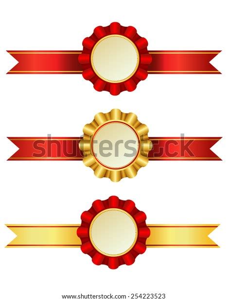 Set Award Ribbons Rosettes Stock Vector Royalty Free 254223523