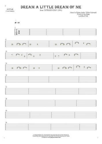 Dream A Little Dream Of Me Tablature For Bass Guitar Playyournotes