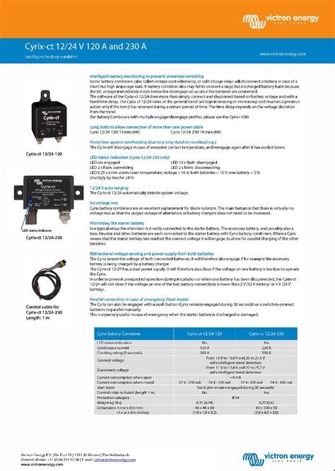 Cyrix Ct 12 24V 230A Intelligent Battery Combiner CYR010230010R Victron