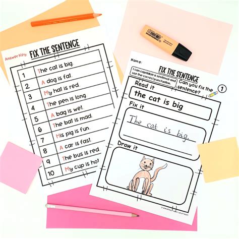 Writing Sentences Fix The Sentence Worksheets Kindergarten 1st Grade Made By Teachers