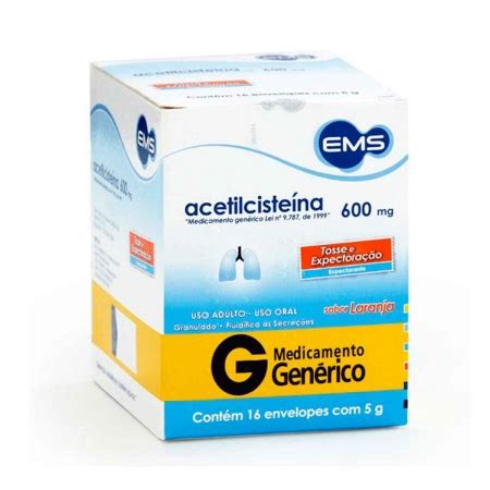 Acetilcisteína 600mg EMS Sabor Laranja 16 Envelopes 5g