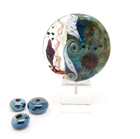 Silver Glass Lampwork Lentil Bead Sra Lampwork Focal Bead Etsy Lampwork Focal Bead Focal